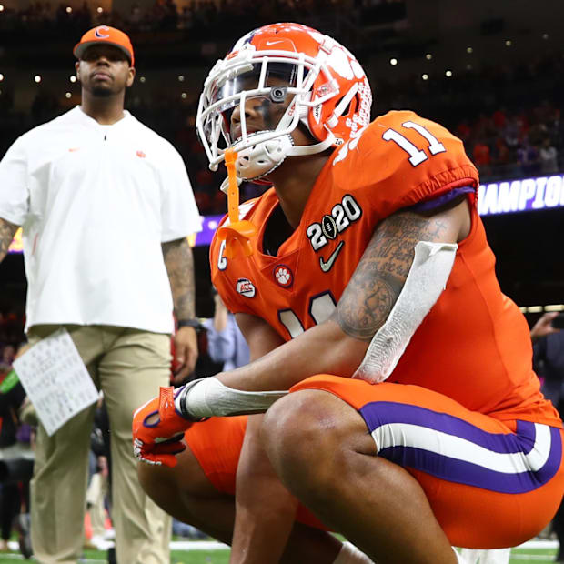 Clemson Tigers linebacker Isaiah Simmons (11) reacts after losing the College Football Playoff national championship game.