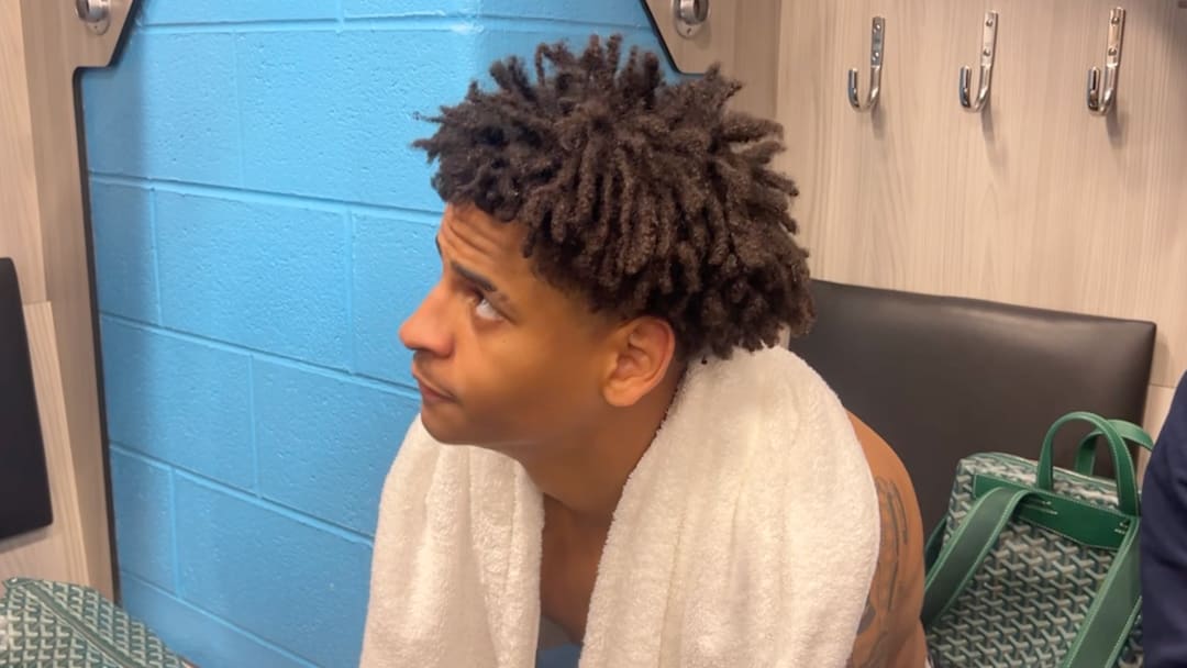 Nov 15, 2025; Philadelphia, Pennsylvania, USA; Syracuse Orange guard Kiyan Anthony speaks to the media after Syracuse defeated Drexel.