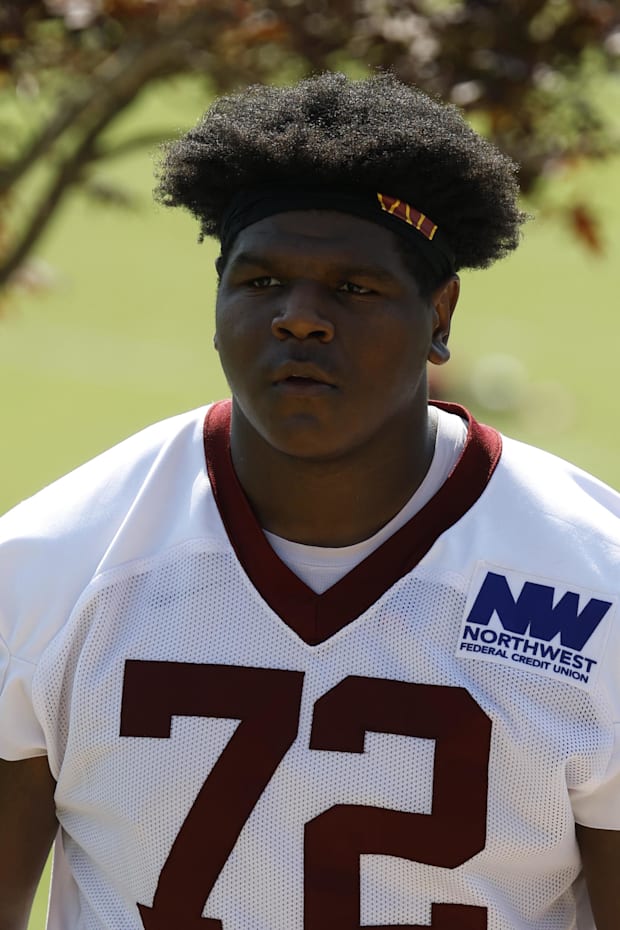 Washington Commanders offensive tackle Josh Conerly Jr. on day two of training camp