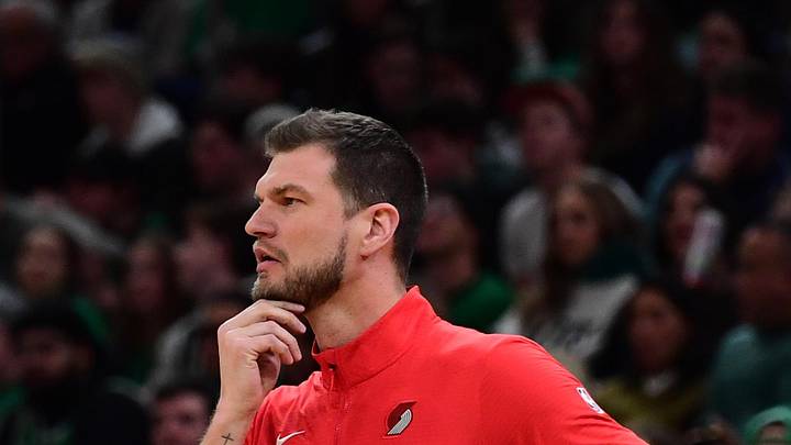 Jan 26, 2026; Boston, Massachusetts, USA; Portland Trail Blazers acting head coach Tiago Splitter looks on during the second half against the Boston Celtics at TD Garden. Mandatory Credit: Bob DeChiara-Imagn Images