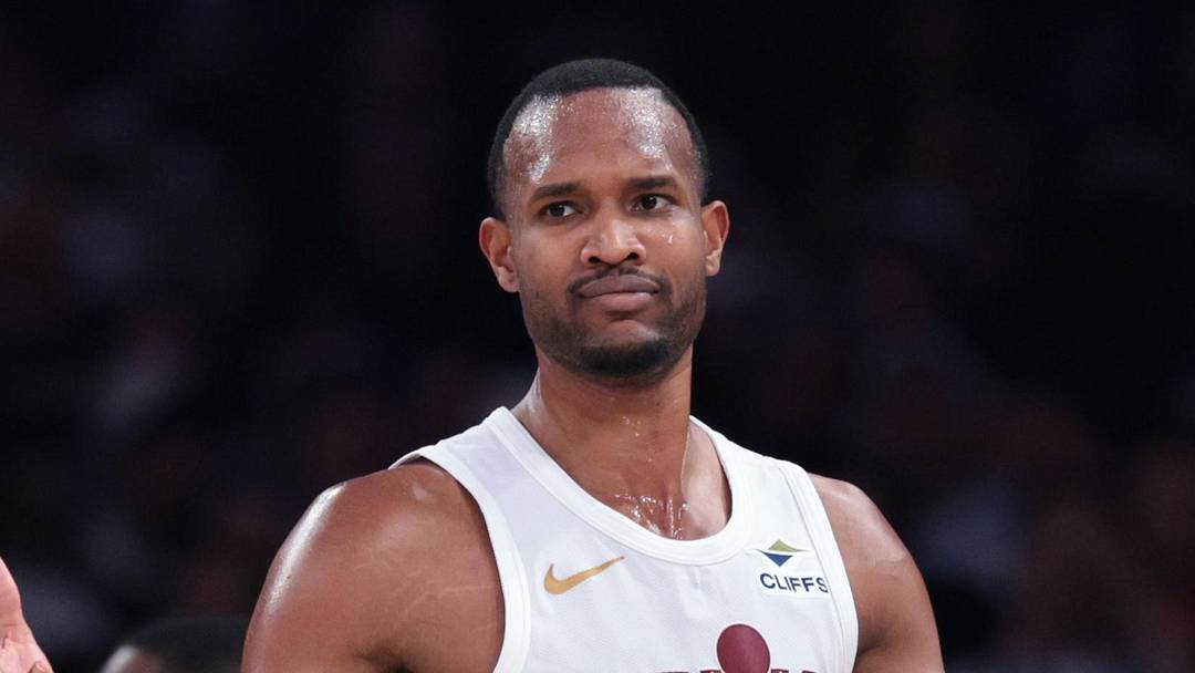 May 21, 2026; New York, New York, USA; Cleveland Cavaliers center Evan Mobley (4) reacts during the second quarter of the eastern conference finals of the 2026 NBA playoffs against the New York Knicks at Madison Square Garden. Mandatory Credit: Vincent Carchietta-Imagn Images