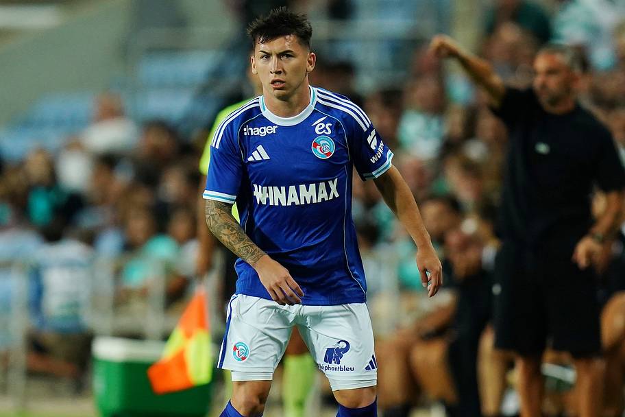 Mateo Del Blanco of RC Strasbourg Alsace in action during the Pre-Season Friendly match between Sporting CP and Strasbourg.