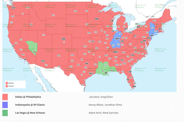 FOX Week 17 Early Window Coverage Map 