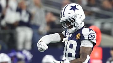 Dallas Cowboys wide receiver CeeDee Lamb celebrates after catching a pass against the Kansas City Chiefs