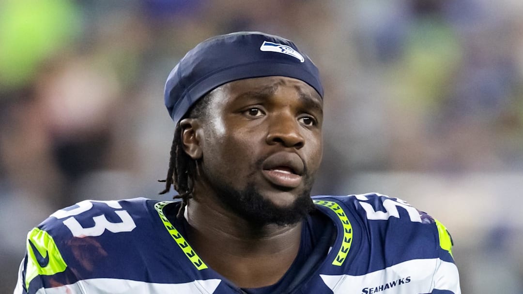 Seattle Seahawks linebacker Boye Mafe walks off the field
