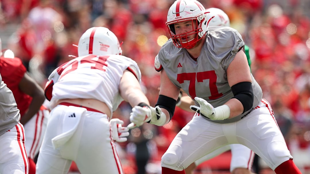 Offensive lineman Gunnar Gottula in action during the 2024 Nebraska football spring game. Will it be the last one ever? Offensive lineman Gunnar Gottula in action during the 2024 Nebraska football spring game. Will it be the last one ever?