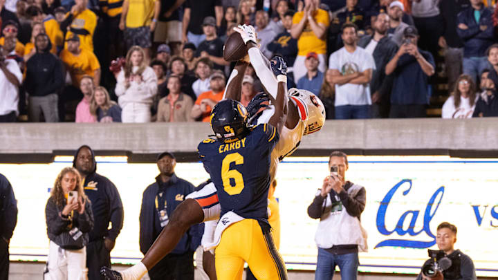 Auburn Tight End Rivaldo Fairweather with the game-winning touchdown catch against Cal in 2023.