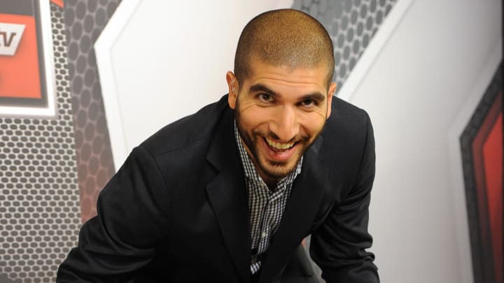 July 6, 2013; Las Vegas, NV. USA;  MMA reporter Ariel Helwani photographed on the set before the weigh-in for UFC612 in Las Vegas. Mandatory Credit: Jayne Kamin-Oncea-USA TODAY Sports