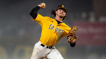 Southern Miss' JB Middleton (18) pitches during the game against Mississippi State at Trustmark Park in Pearl, Miss., on Tuesday, Mar. 5, 2024.
