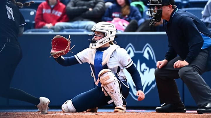 Grace Jenkins was a star catcher and hitter for UConn. Grace Jenkins was a star catcher and hitter for UConn.