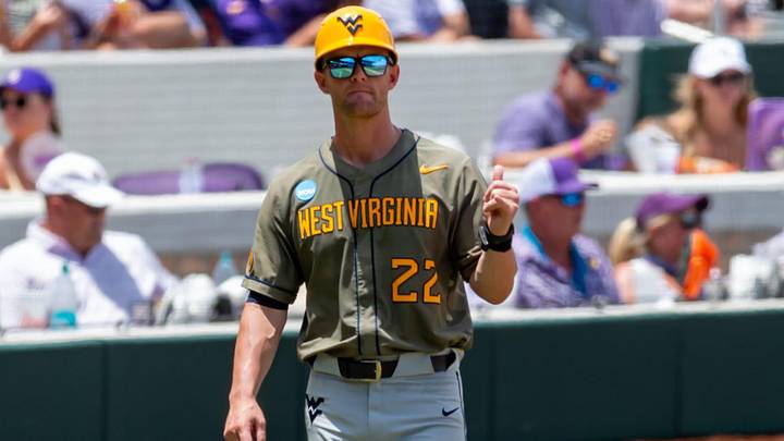 West Virginia Head Coach Steve Sabins as The LSU Tigers take on the West Virginia Mountaineers in game 1 of the 2025 NCAA Div 1 Super Regional Baseball Championship at Alex Box Stadium in Baton Rouge, LA. Saturday, June 7, 2025.