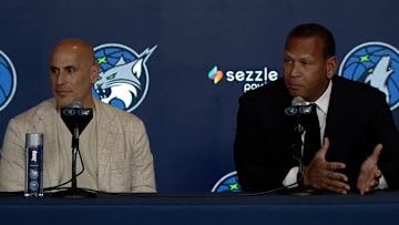 New Wolves controlling owners Marc Lore (left) and Alex Rodriguez (right) at their introductory press conference in Las Vegas, Nevada.