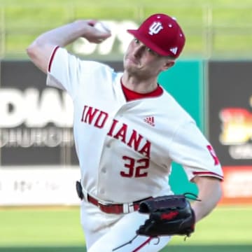 Indiana pitcher Cole Gilley throws a pitch during his start against Xavier Saturday in Surprise, Ariz. Gilley allowed one run over 5 1/3 innings, but Indiana later fell the Musketeers in extra innings.