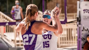 Kaitlyn Bradley celebrating after a match win.