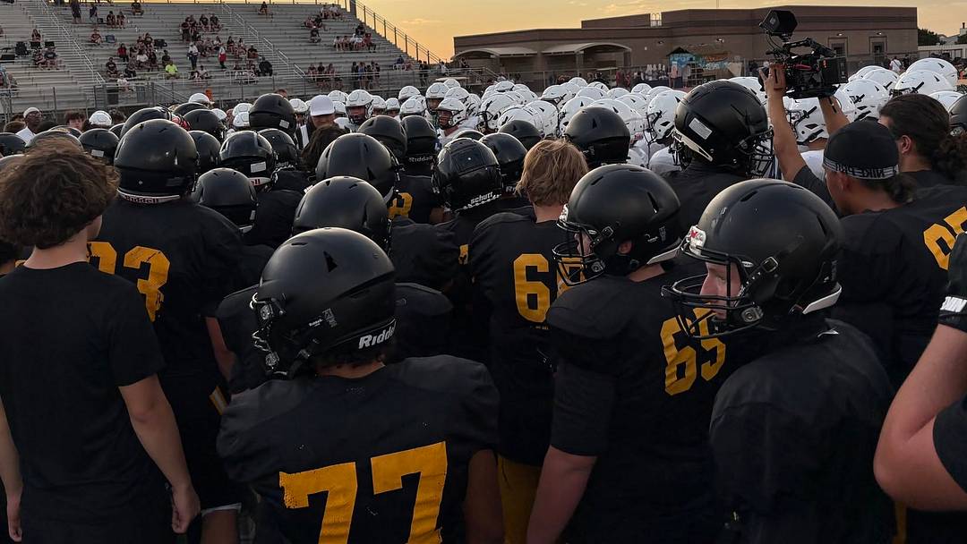 Saguaro High School football huddles up in a 2025 practice. Saguaro High School football huddles up in a 2025 practice.