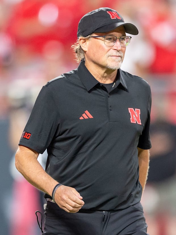  Nebraska offensive coordinator Dana Holgorsen before the 2025 Cincinnati game