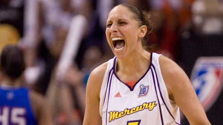 Diana Taurasi celebrates a 3-pointer during a 2007 WNBA Finals game against the Detroit Shock. The Phoenix Mercury won the series and Taurasi won her first WNBA championship. Diana Taurasi celebrates a 3-pointer during a 2007 WNBA Finals game against the Detroit Shock. The Phoenix Mercury won the series and Taurasi won her first WNBA championship.