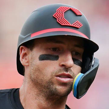 Cincinnati Reds first baseman Spencer Steer (7) runs the bases after hitting a homer in the second inning of a MLB game between the Cincinnati Reds and San Diego Padres, Friday, June 27, 2025, at Great American Ball Park in Downtown Cincinnati.