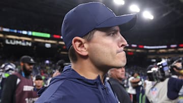 Oct 20, 2025; Seattle, Washington, USA; Seattle Seahawks head coach Mike Macdonald walks off the field after the game against the Houston Texans at Lumen Field.