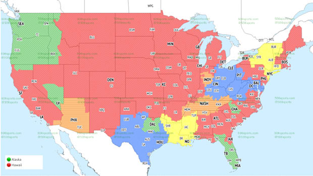 CBS coverage map for Week 5. 