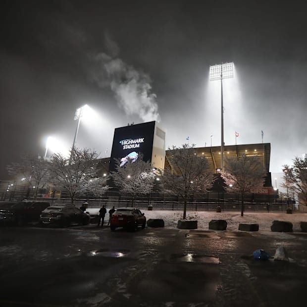 Highmark Stadium remains lit