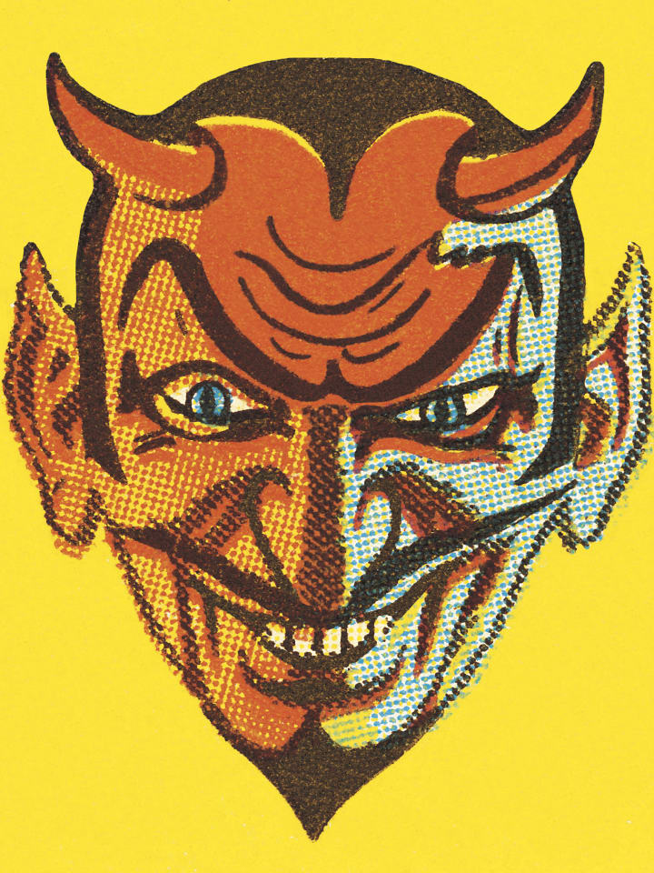 Illustration of a smiling devil’s face