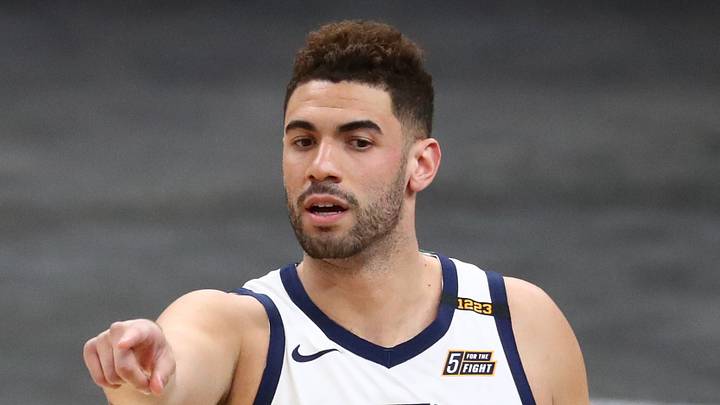 Apr 7, 2021; Phoenix, Arizona, USA; Utah Jazz forward Georges Niang (31) against the Phoenix Suns at Phoenix Suns Arena. Mandatory Credit: Mark J. Rebilas-USA TODAY Sports