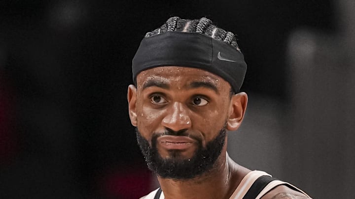 Mar 16, 2026; Atlanta, Georgia, USA; Atlanta Hawks guard Nickeil Alexander-Walker (7) reacts with Orlando Magic guard Jett Howard (13) at the end of the game at State Farm Arena. Mandatory Credit: Dale Zanine-Imagn Images