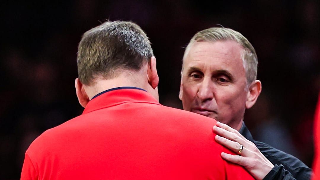 Mar 4, 2025; Tucson, Arizona, USA; Arizona Wildcats head coach Tommy Lloyd shakes hands with Arizona State Sun Devils head coach Bobby Hurley before the start of the game at McKale Center. Mandatory Credit: Aryanna Frank-Imagn Images
