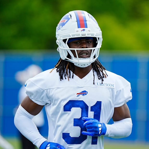 Buffalo Bills rookie Maxwell Hairston jogs to another area of the field during voluntary workout at their practice facilit Buffalo Bills rookie Maxwell Hairston jogs to another area of the field during voluntary workout at their practice facilit