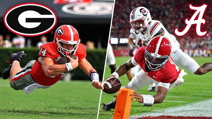 Georgia quarterback Gunner Stockton and Alabama quarterback Keelon Russell 