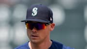 Seattle Mariners left fielder Cade Marlowe (18) jogs off the field during a game against the Minnesota Twins at T-Mobile Park on July 20, 2023.