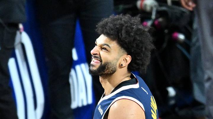 Feb 14, 2026; Los Angeles, CA, USA; Denver Nuggets guard Jamal Murray (27) reacts in the three point contest during the 2026 NBA All Star Saturday Night at Intuit Dome. Mandatory Credit: William Liang-Imagn Images