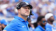 Former Memphis coach Ryan Silverfield looks up at the scoreboard during the game between Charlotte and the University of Memphis at Simmons Bank Liberty Stadium on Saturday, October 26, 2024.