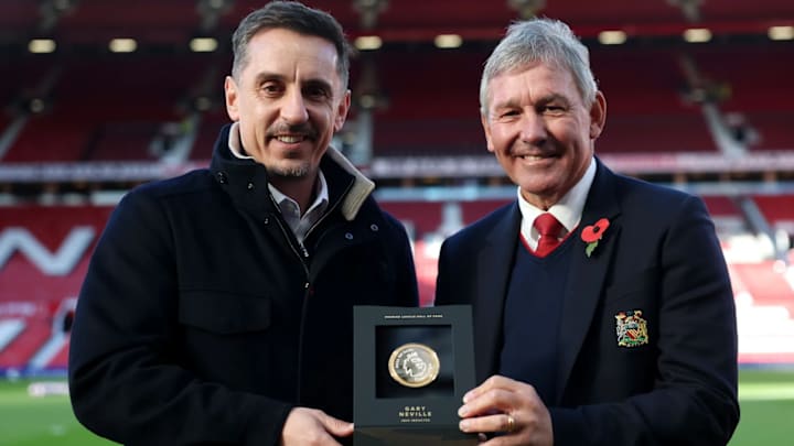 Gary Neville pictured with Sir Alex Ferguson.