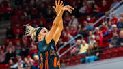Haley Cavinder shooting a mid range shot against No.10 NC State and supropassing 2500 career points.