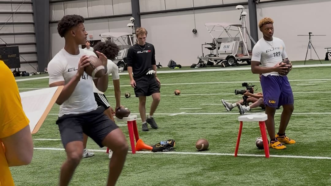 Elijah Haven going through drills at the New Orleans Regional Elite 11 camp