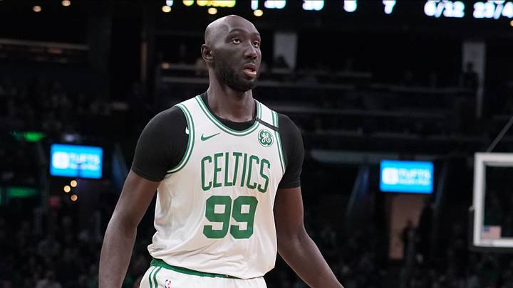 Boston Celtics center Tacko Fall (99) takes the court against the Orlando Magic in the second quarter at TD Garden. 