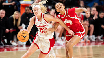 Nebraska guard Britt Prince dribbles into space against Bradley.