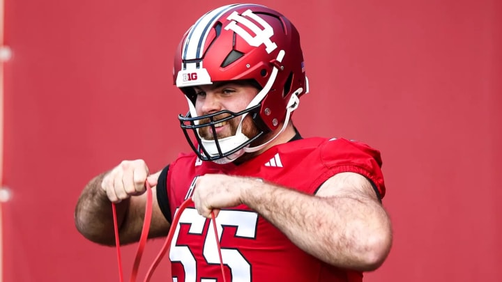 Offensive lineman Nick Kidwell (55) transferred from James Madison to Indiana ahead of the 2024 season.