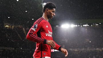 Marcus Rashford cut a dejected figure after being taken off against United's rivals City