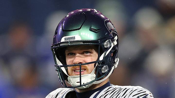 Sam Darnold of the Seattle Seahawks looks on