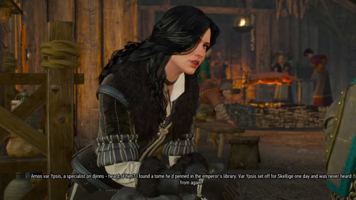 Yennefer speaks to Geralt in a tavern in The Witcher 3