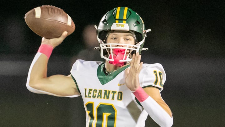 Lecanto JT Tipton (10) looks to throw as Bradford takes on Lecanto at Bradford High School in Starke, FL on Friday, October 20, 2023. [Alan Youngblood/Gainesville Sun]