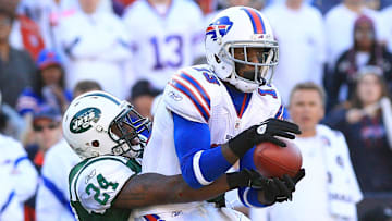 Former Buffalo Bills wide receiver Stevie Johnson (13) and former New York Jets cornerback Darrelle Revis (24).