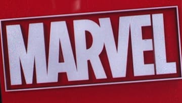 In this photo illustration, Marvel Entertainment logo seen...