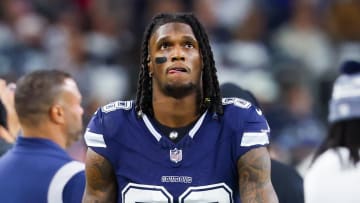Dec 30, 2023; Arlington, Texas, USA;  Dallas Cowboys wide receiver CeeDee Lamb (88) reacts during the game against the Detroit Lions at AT&T Stadium. Mandatory Credit: Kevin Jairaj-USA TODAY Sports