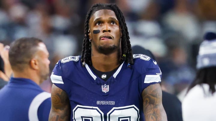 Dallas Cowboys wide receiver CeeDee Lamb reacts during a game against the Detroit Lions.