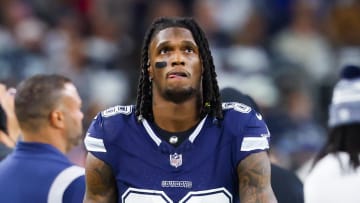 Dec 30, 2023; Arlington, Texas, USA;  Dallas Cowboys wide receiver CeeDee Lamb (88) reacts during the game against the Detroit Lions at AT&T Stadium. Mandatory Credit: Kevin Jairaj-USA TODAY Sports