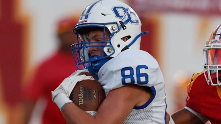Oconee County's Mason Hall (86) caught six passes and scored three touchdowns last week.